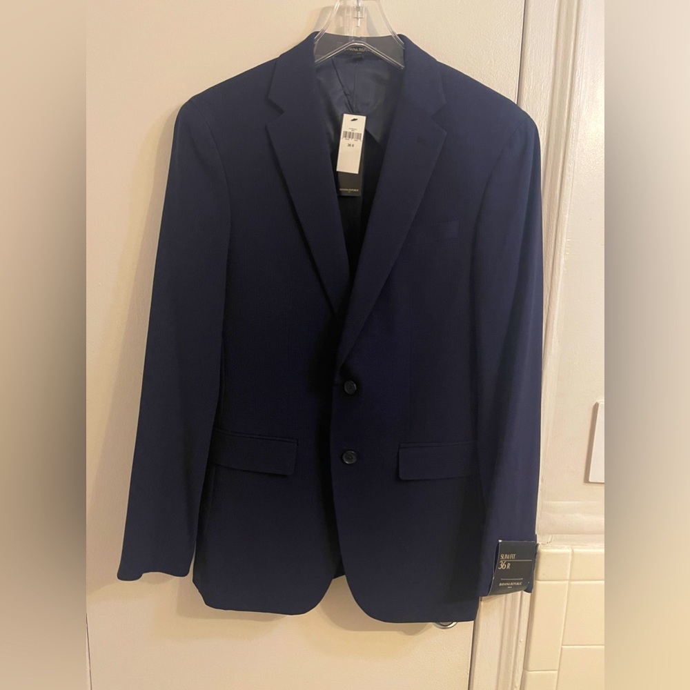 Banana Republic Slim Fit Blazer Navy Blue 36R Performance Stretch